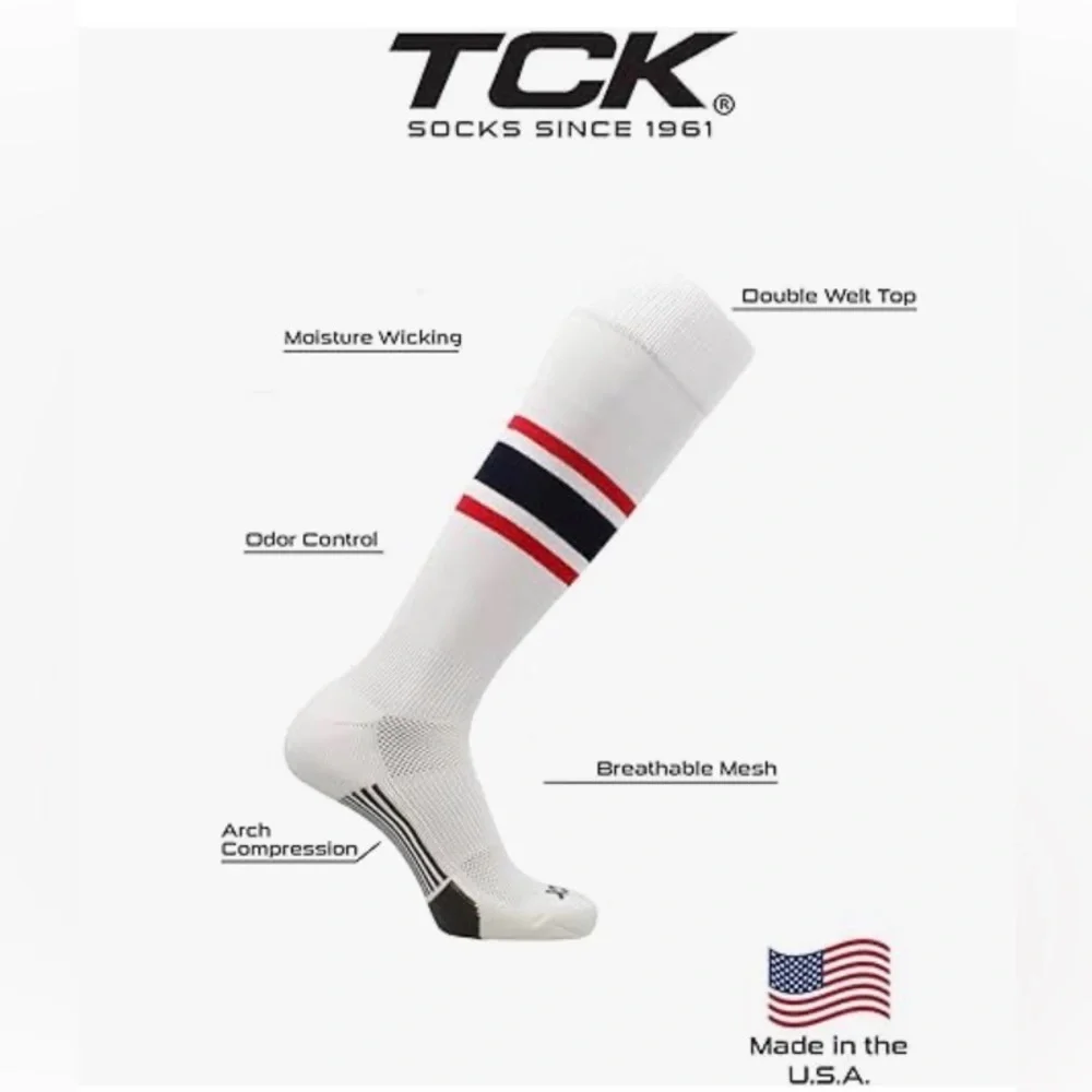 Baseball & Softball Socks Dugout Series Striped Over the Calf Blue and Red XL